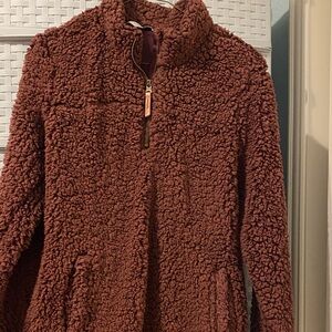 Cozy Plum Sherpa 3/4 zip Pullover